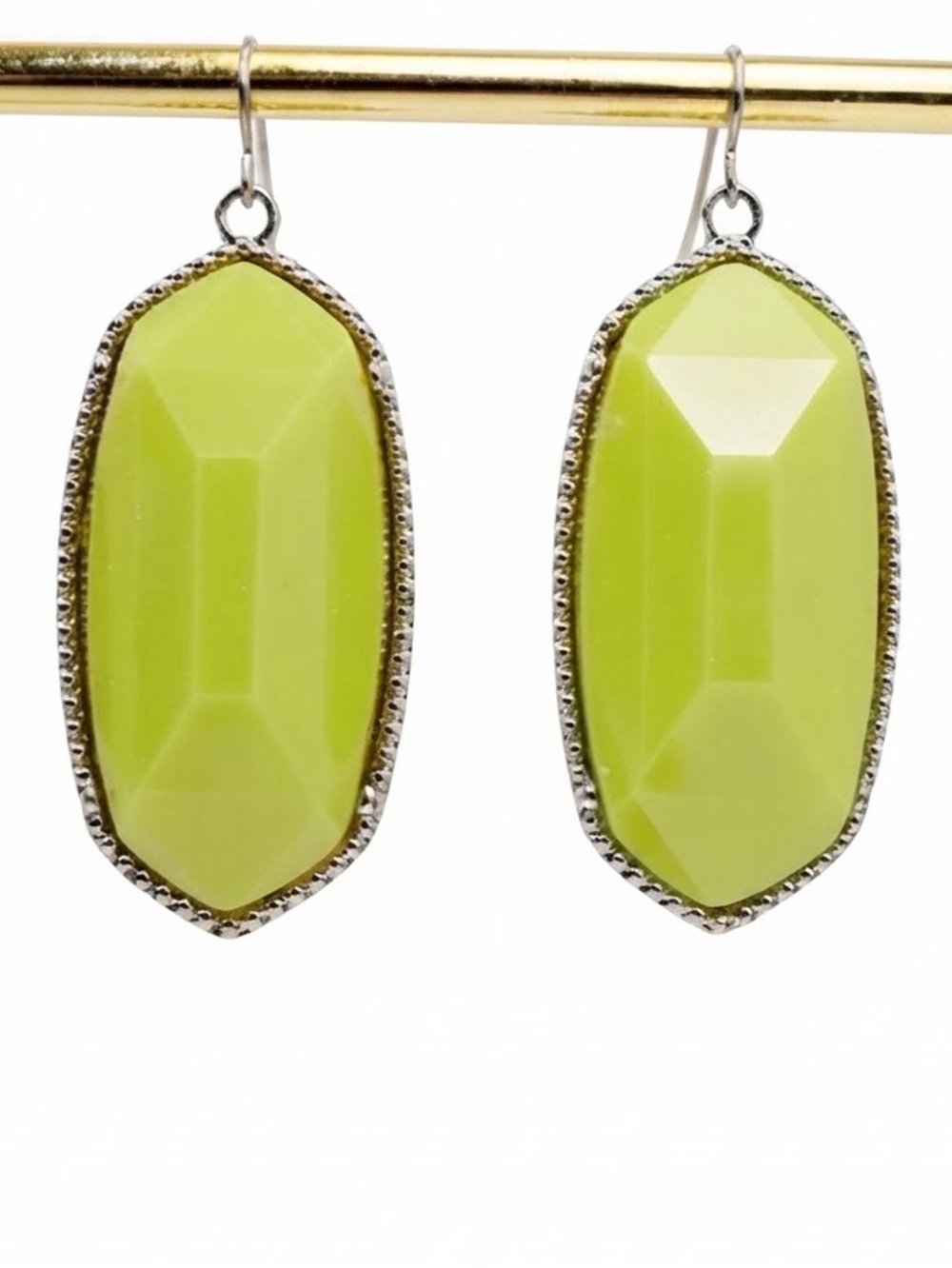 Fashion Jewelry Lime Green Faceted Drop Earrings